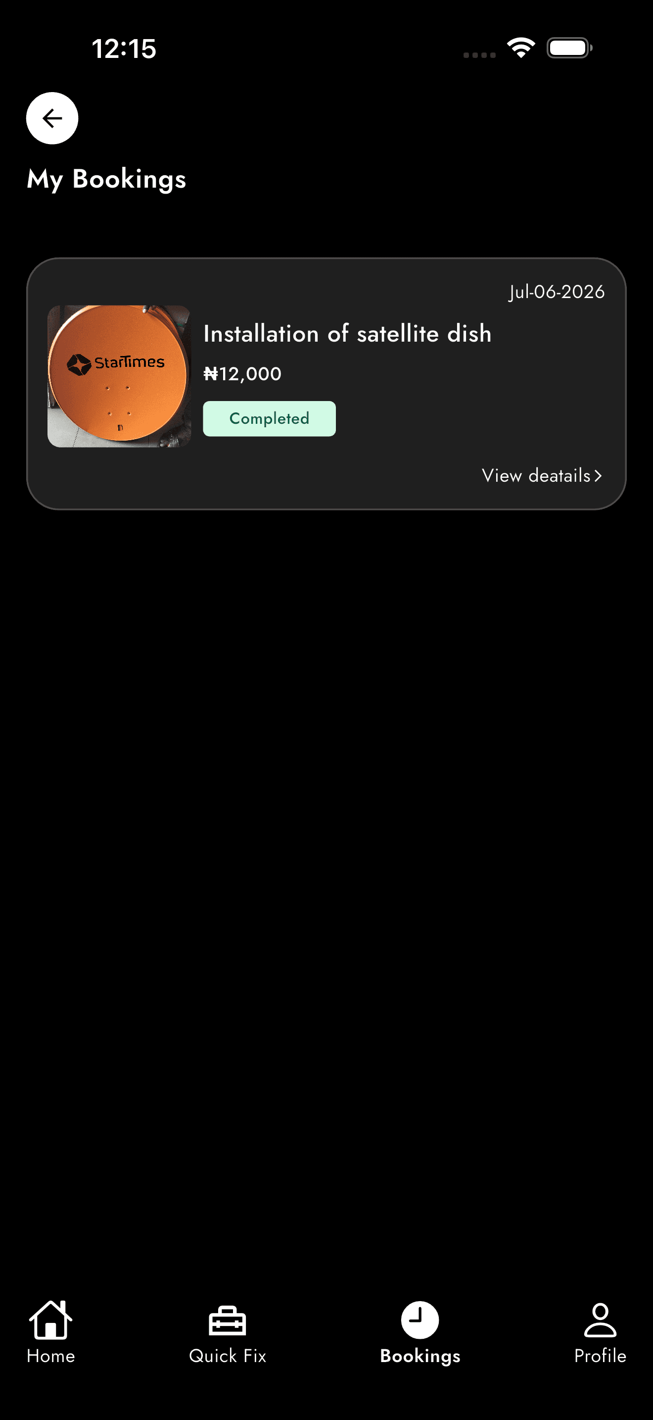 Craftly Preview - Booking Screen